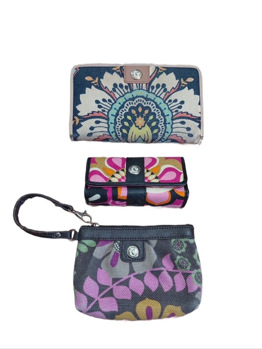 Floral Pattern Wristlet and Small Wallet Set - Multicolor